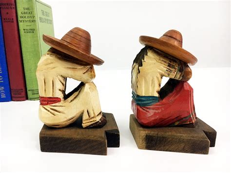 Wood Bookends Mexican Siesta Wooden Bookends Folk Art