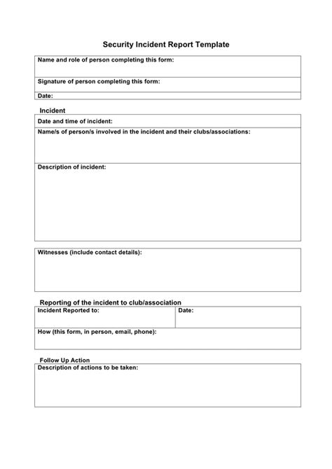 security incident report template  word   formats