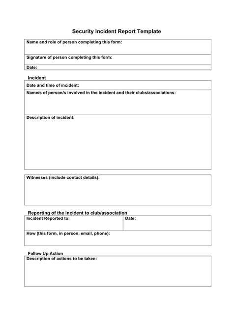 Security Incident Report Template