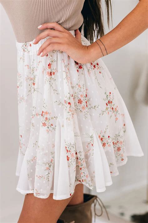Wholesale Other Category Cheap Floral Mini Skirt With Ruffled Hemline
