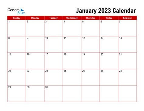 January 2023 Fillable Calendar