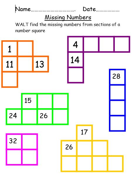 Missing Numbers On A Hundred Square Teaching Resources