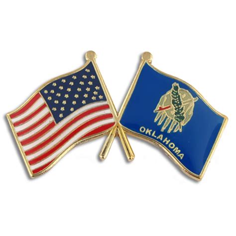 Pinmarts Oklahoma And Usa Crossed Friendship Flag Enamel Lapel Pin