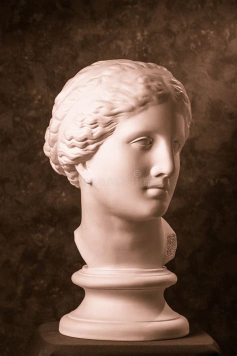 Gypsum Copy Of Ancient Statue Venus Head On A Dark Textured Background