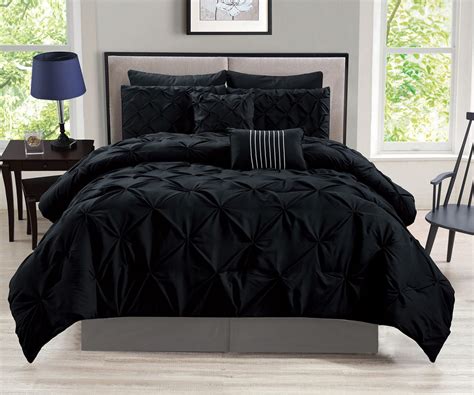 8 Piece Rochelle Pinched Pleat Black Comforter Set Teal Bedding Sets