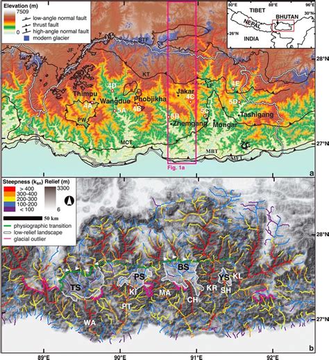 Geography Geology And Geomorphology Of Bhutan A Elevation Map From
