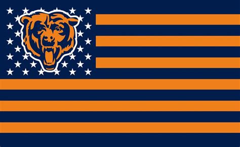 Chicago Bears Flag Usa With Stars And Stripes Flag 3x5 Ft Custom Banner
