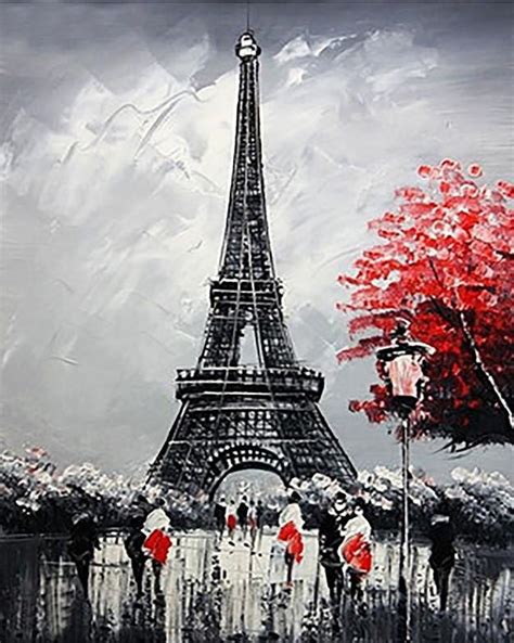 Black And White Paris Eiffel Tower Paint By Numbers Numeral Paint Kit