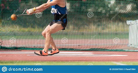 An Athlete Competing In The Hammer Throw Event Stock Image Image Of