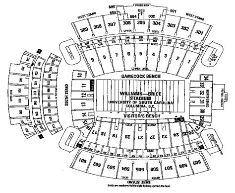 Williams Brice Stadium Detailed Seating Chart