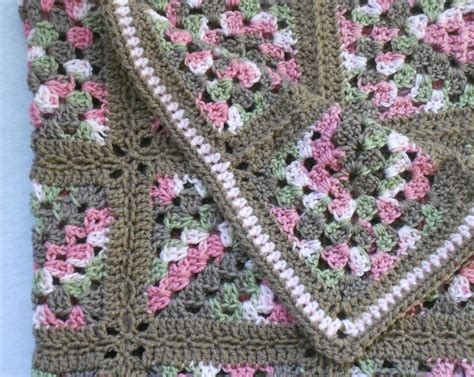 This Pink Camo Baby Blanket Is Made Up Of 25 Crocheted Granny Squares