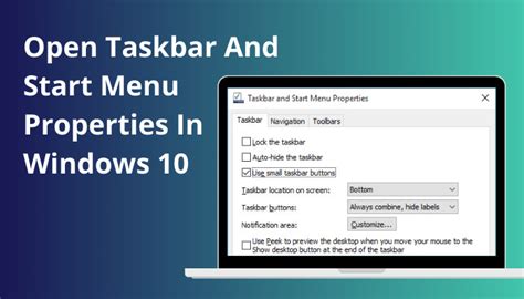 Open Taskbar And Start Menu Properties In Windows 10 2024