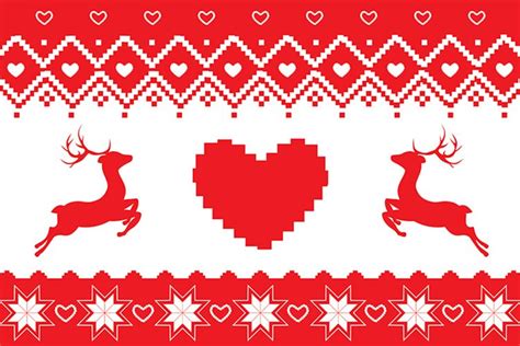 Red Nordic Pattern With Deer