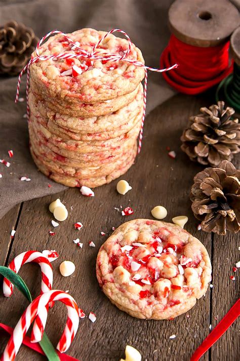 These candy cane cookies are the best. White Chocolate Candy Cane Cookies | Liv for Cake
