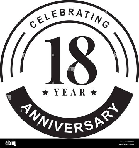 18th Year Anniversary Logo Design Vector Template Stock Vector Image