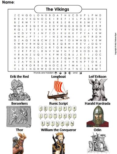 The Vikings Word Search Teaching Resources