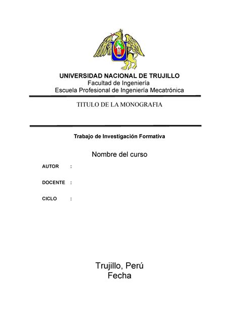 Plantilla Monografia Universidad Nacional De Trujillo Facultad De