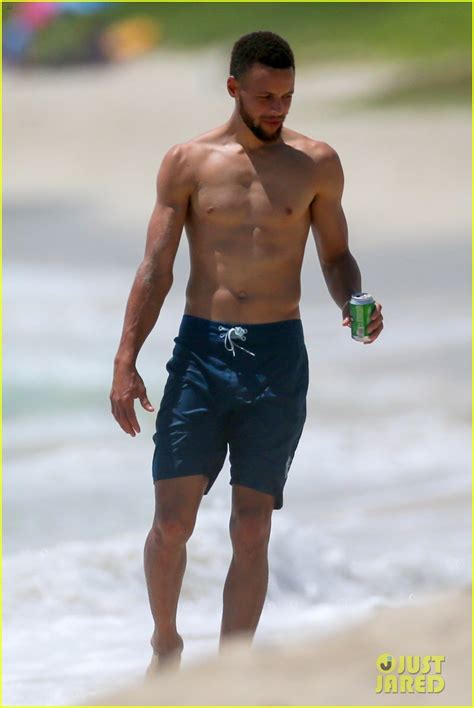 Full Sized Photo Of Shirtless Steph Curry Hits The Beach With Wife