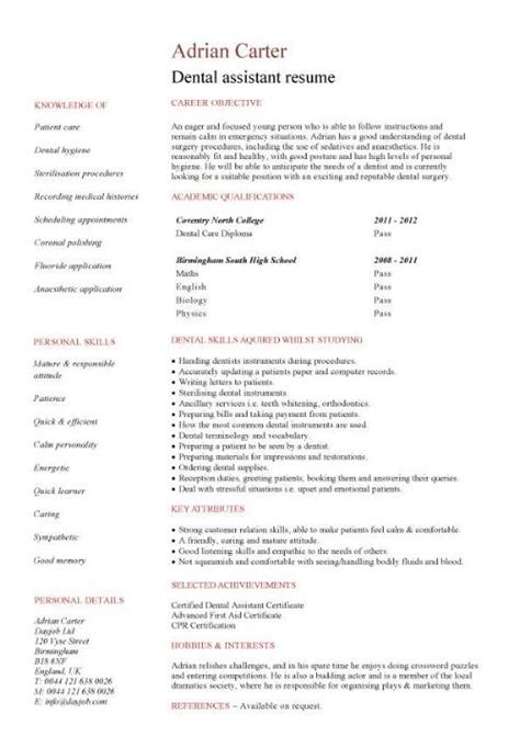 student entry level dental assistant resume template