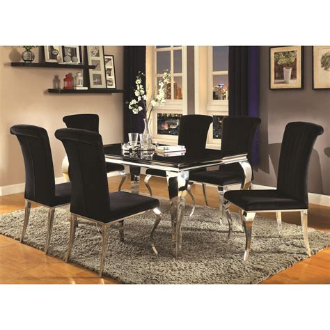 Coaster Carone Contemporary Glam Dining Room Set With Upholstered