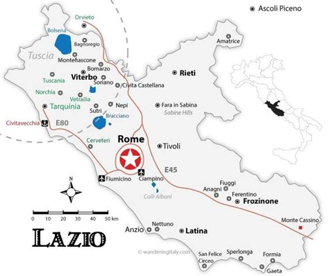 Roma Região Do Mapa De Roma Regiões Do Mapa Lazio Itália