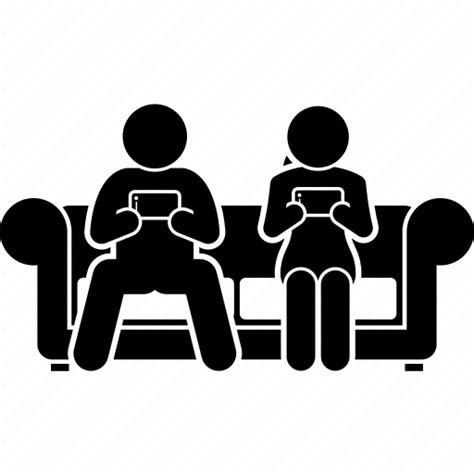Couch Couple Look Looking People Phone Playing Icon Download On