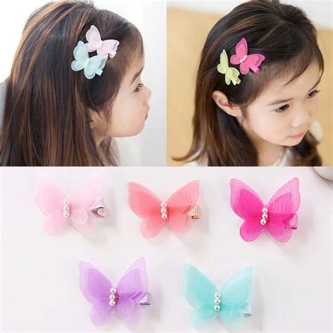 Wholesale Candy Color 5 Pcs Butterfly Hair Clips For Children Girls