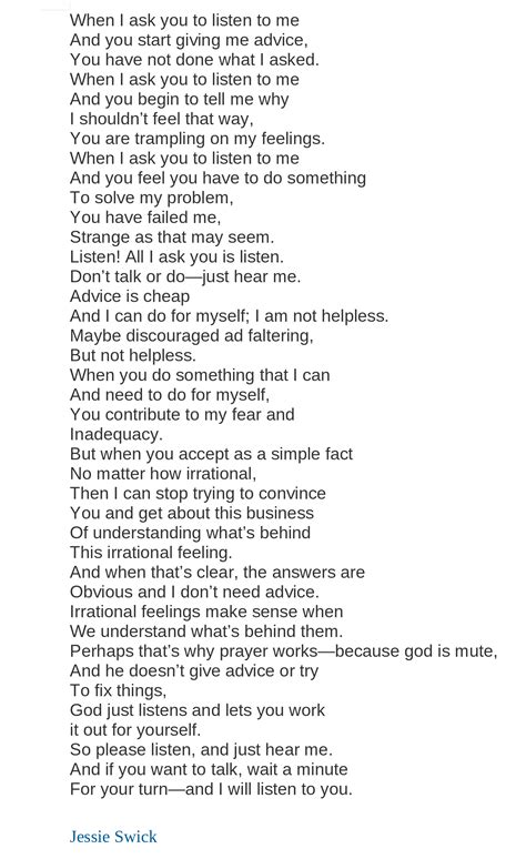 Please Just Listen By Jessie Swick Please Just Listen Poem Poems