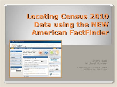 Locating Census 2010 Data Using The New American Factfinder