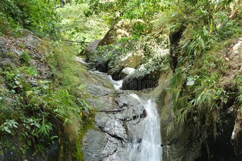 Tanawan Water Falls With Big Rocks And Green Leaves Stock Image Image