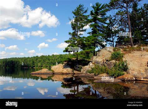 Scenic Lake Landscape At Algonquin Provincial Park Ontario Canada Stock