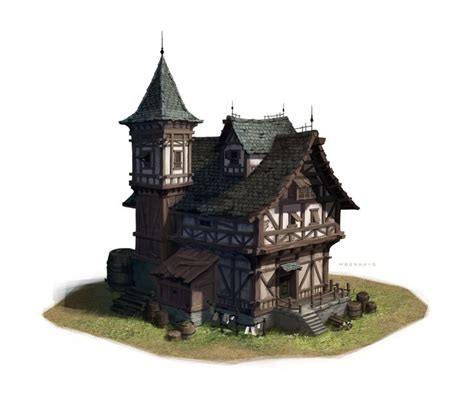 Artstation Medieval House Moon Hayo Medieval Houses Fantasy House