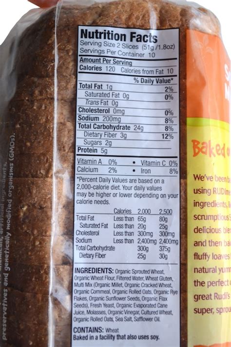 Natures Own Wheat Bread Nutrition Facts