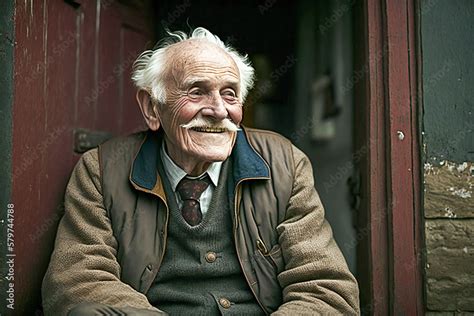 Happy Old Man Smiling Created With Generative Ai Technology Stock