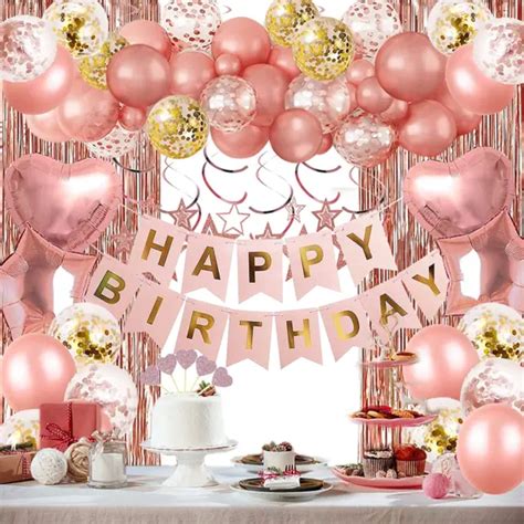 ROSE GOLD BIRTHDAY Party Decorations Happy Birthday Banner Rose Gold Fringe Cu PicClick
