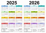 Calendario 2025 y 2026 en Word, Excel y PDF - Calendarpedia