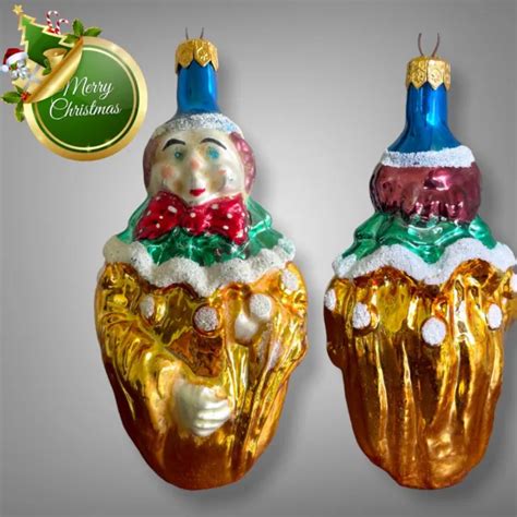 Vintage Creepy Clown Jester Gold Blown Mercury Glass Christmas Ornament Poland Picclick
