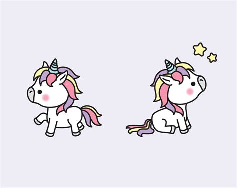 Premium Vector Clipart Kawaii Unicorns Cute Unicorns Clipart Set