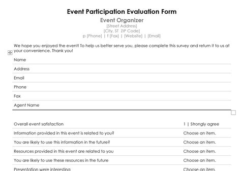 Event Survey Template Word Sample Design Templates