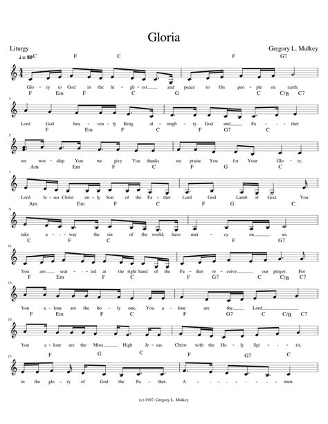 Gloria Lead Sheet Sheet Music For Piano Download Free In Pdf Or