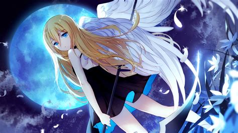 Blonde Blue Eyes Anime Anime Girls Angel Of Death Wings Moon