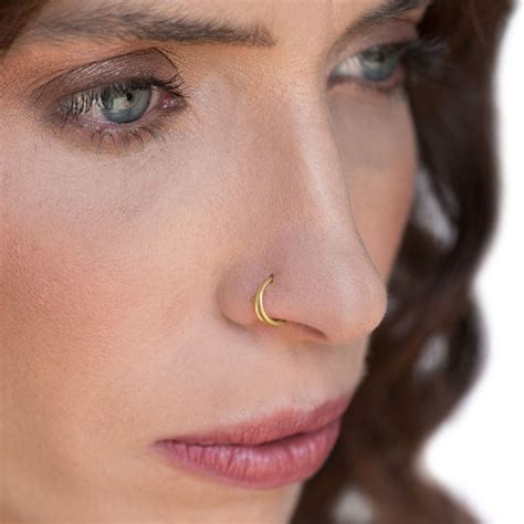 Unique Dainty Double Nose Ring Made Of 14k Yellow Or Rose Gold Indian Style Piercing Jewelry