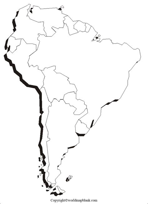 Printable Blank Map Of South America With Outline Free