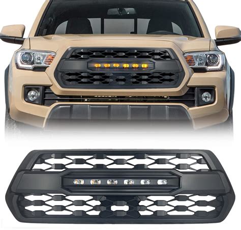 Matte Black Trd Pro Style Grille With Led Off Road Lights For Tacoma