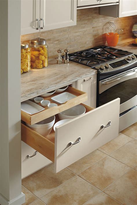 I'm an accomplished cook, and i want 30″ deep kitchen base cabinets, with full extension trays behind doors or drawers in all base cabinets. Deep Drawer Base Cabinet With Rollout - Omega