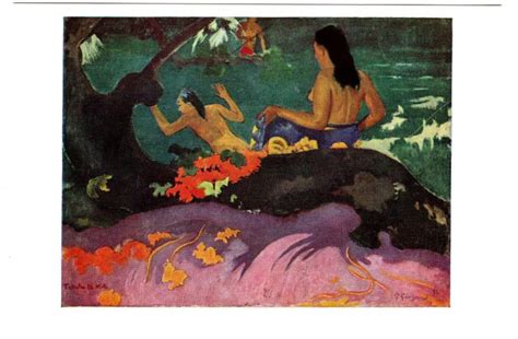 Gauguin Painting Fatata Te Miti Nude Women Swimming Tahiti Topics