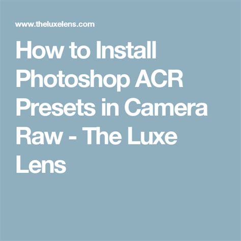 With the new.xmp format, adobe now allows presets to adobe now allows presets (.xmp) to be used right within acr 10.3 or newer. How to Install ACR Presets in Photoshop | Camera raw ...