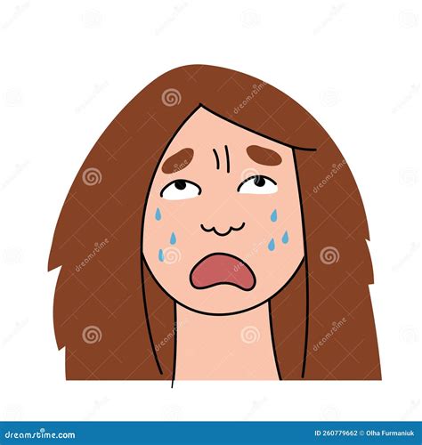 Sad Woman Cries With Pain And Grief Sobbing Girl Flat Character Sheds