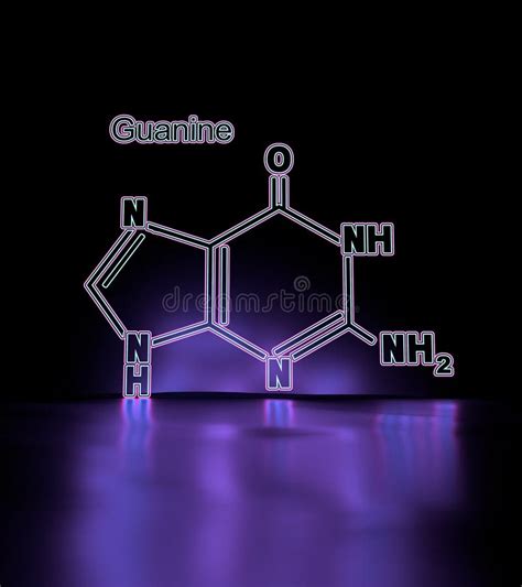 Molécula De La Guanina Con Fórmula Química Stock De Ilustración Ilustración De Molecular