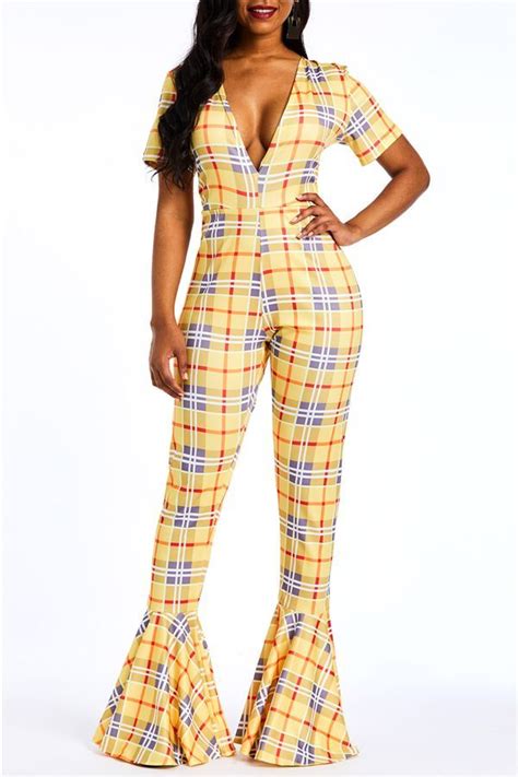 Plaid Full Length Patchwork Casual Slim Womens Jumpsuits Jumpsuits For Women Fashion Fall